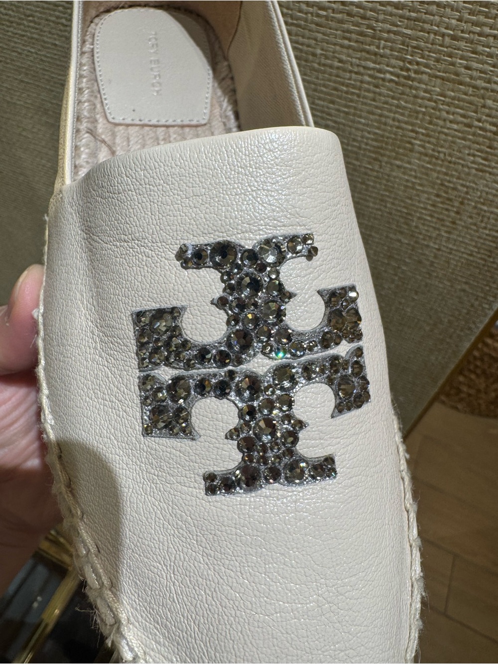 Tory Burch Everly Embellished Learher Flat Crystal Espadrille Sneaker Shoes - Picture 3 of 5